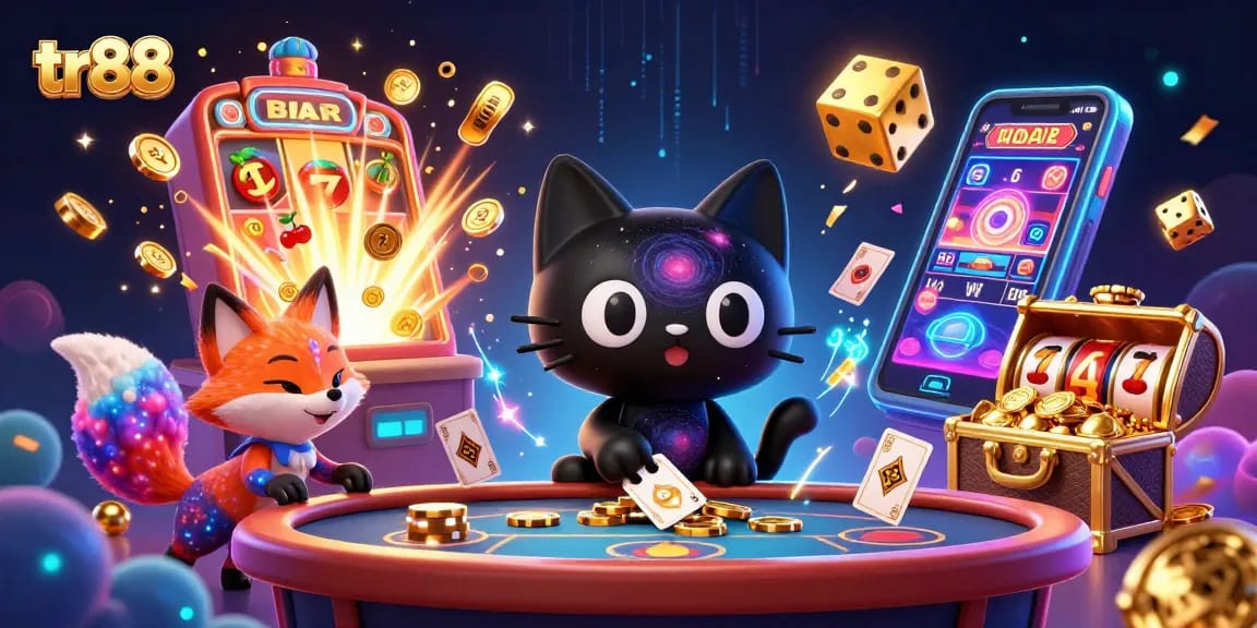 Engage in thrilling casino action with tr88 at a cosmic table filled with dazzling elements.