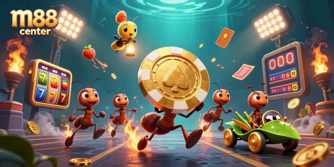 Engage in thrilling gameplay with m88 center as ants carry a giant poker chip through a dynamic casino heist.
