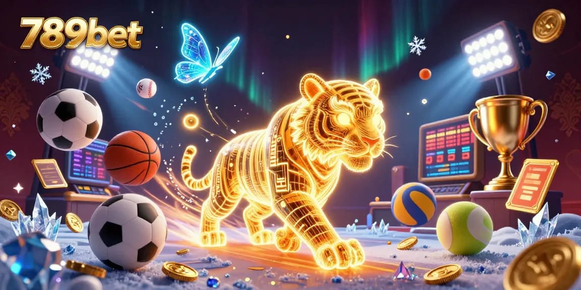 Engage with the vibrant gameplay at 789bet featuring a neon tiger in a digital casino landscape.