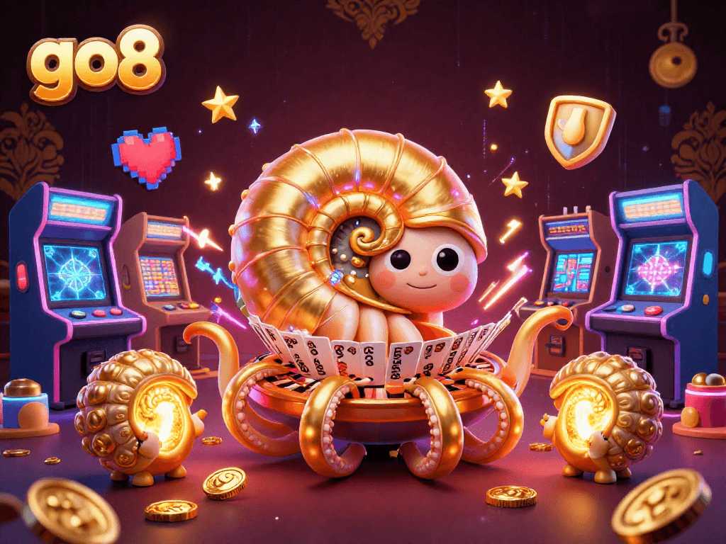 Engage in thrilling gameplay at go8 with a vibrant 3D illustration of ancient casino elements.
