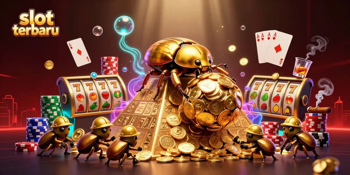 Experience thrilling action with slot terbaru, featuring vibrant symbols and characters in a dynamic casino setting.