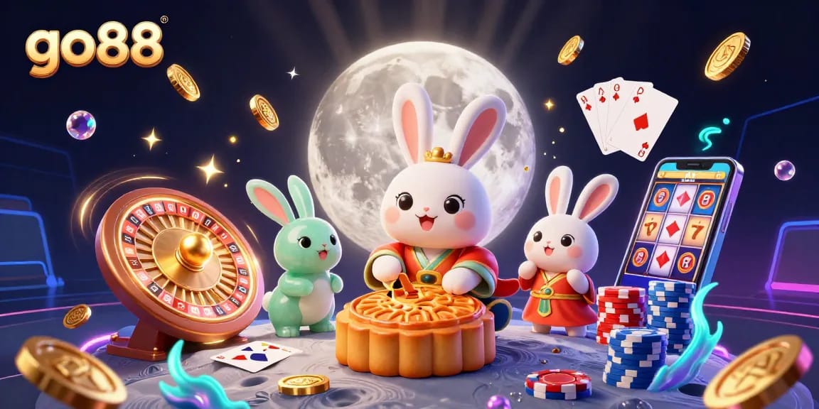 Engage with go88 in an enchanting moonlit casino scene featuring luck-driven animation and winning poker moments.
