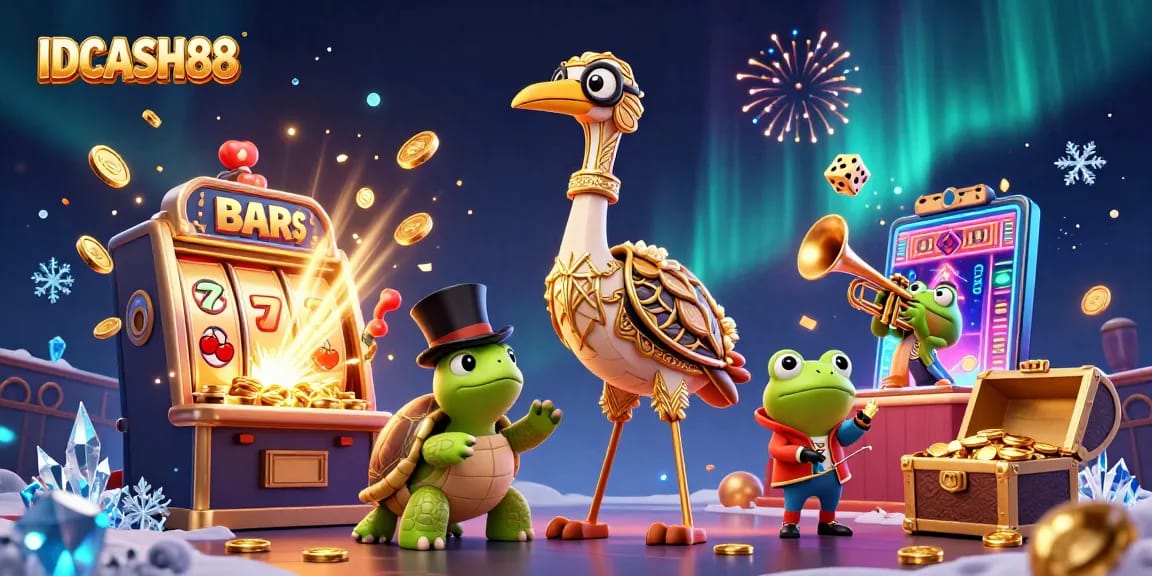 Engage with IDCASH88: A vibrant casino scene featuring cartoon characters in a speakeasy bar.