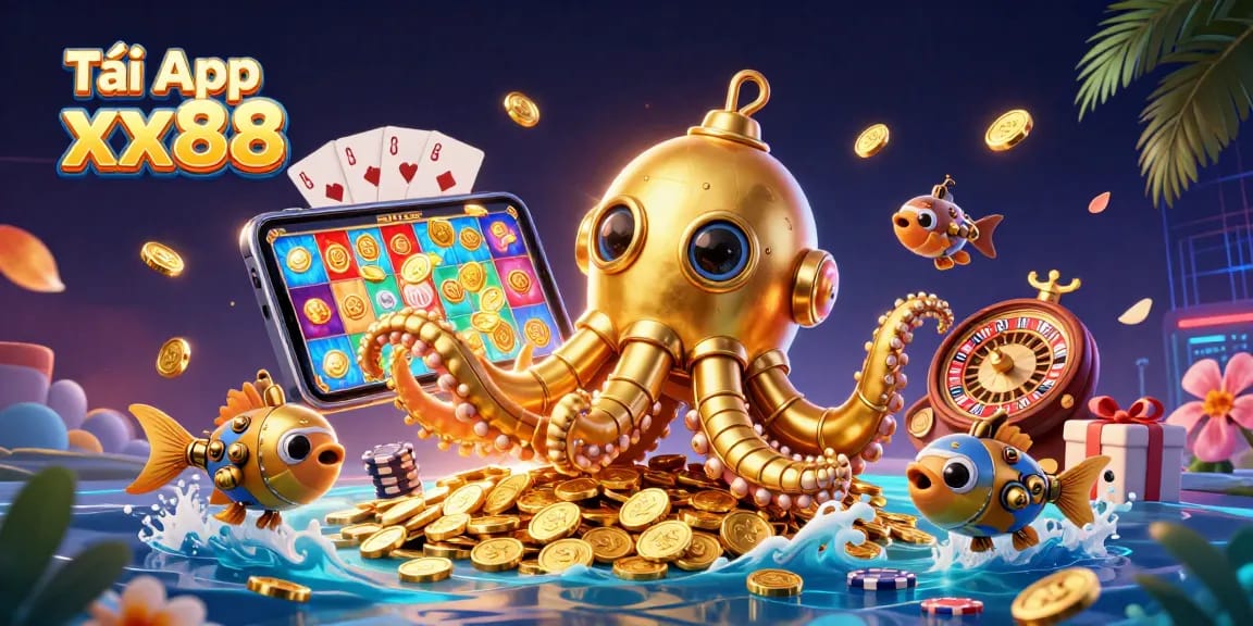 Tải App xx88 for a thrilling underwater casino adventure with golden coins and vibrant game elements