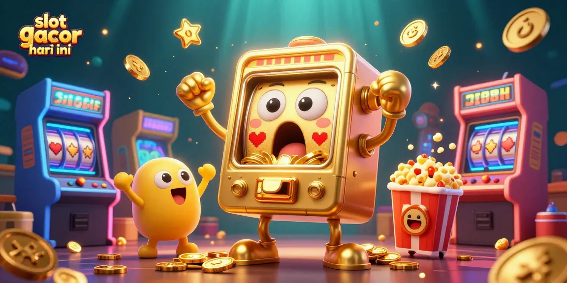 Experience the thrill of slot gacor hari ini with a rich scene of golden slot machines hitting the jackpot.