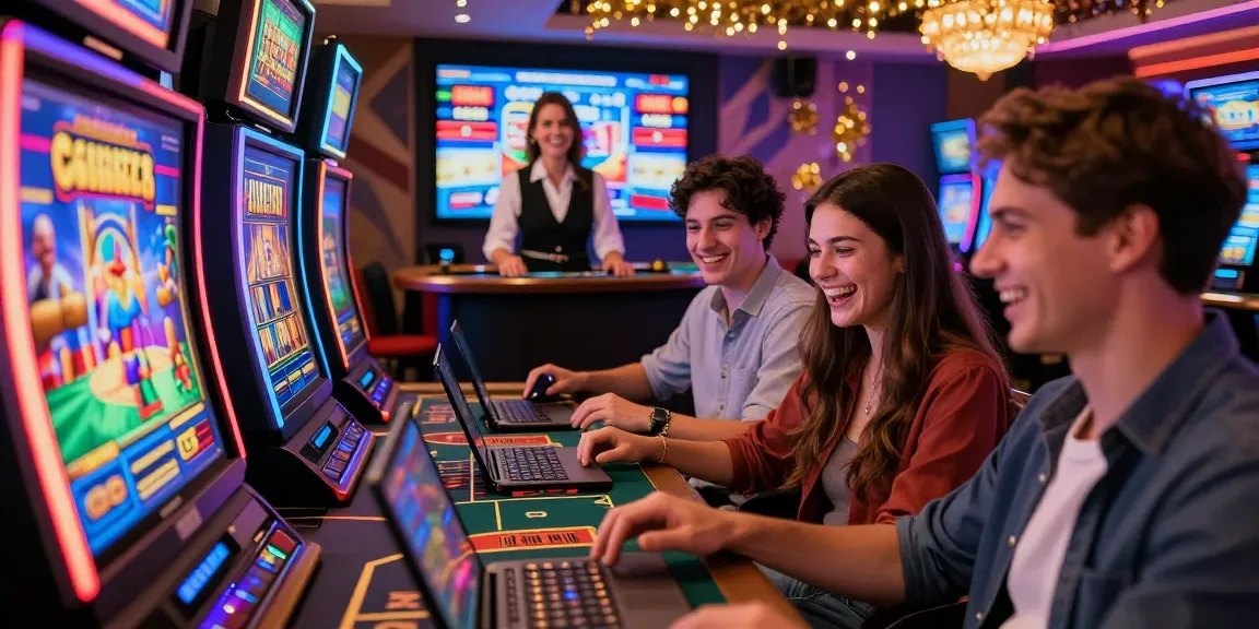 Giocatori che godono di un'esperienza vivace nei casinò non AAMS online con giochi vibranti e un'atmosfera festosa.