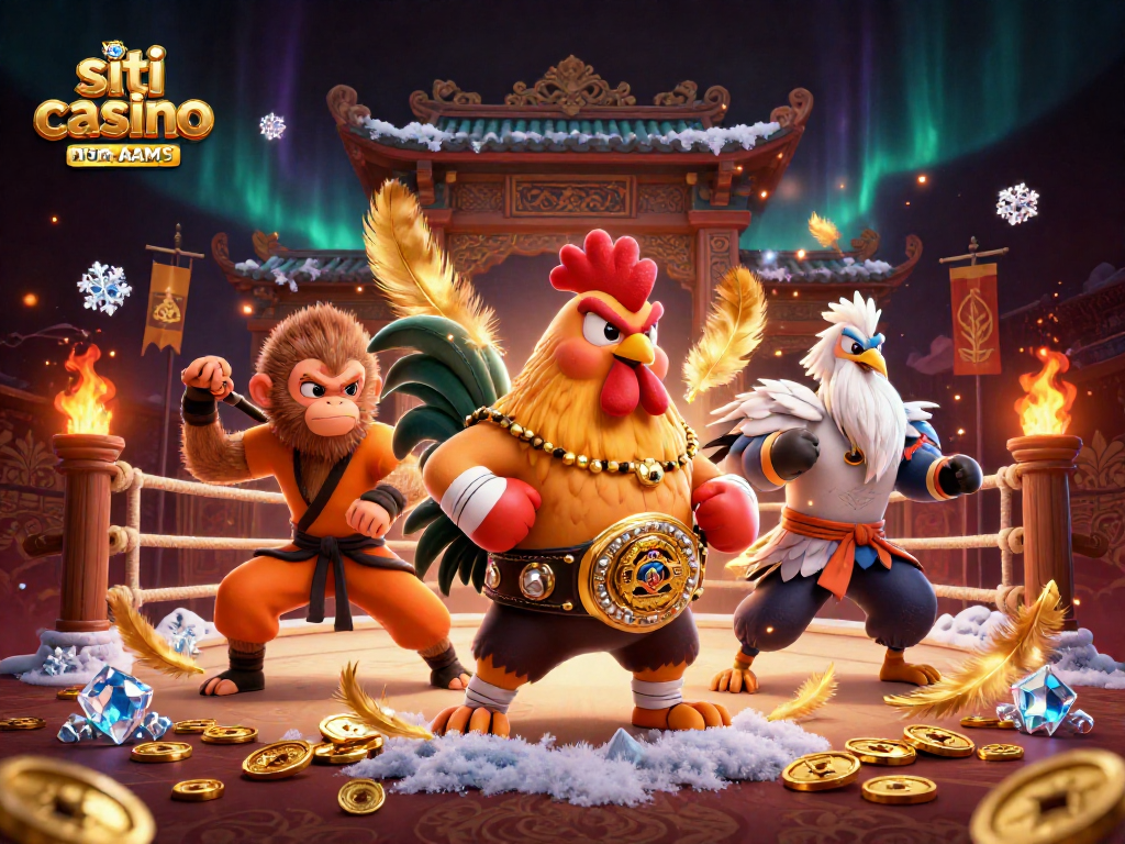 I giocatori dei siti casino non AAMS possono scommettere in un'arena avvincente con un gallo, una scimmia e una gru.