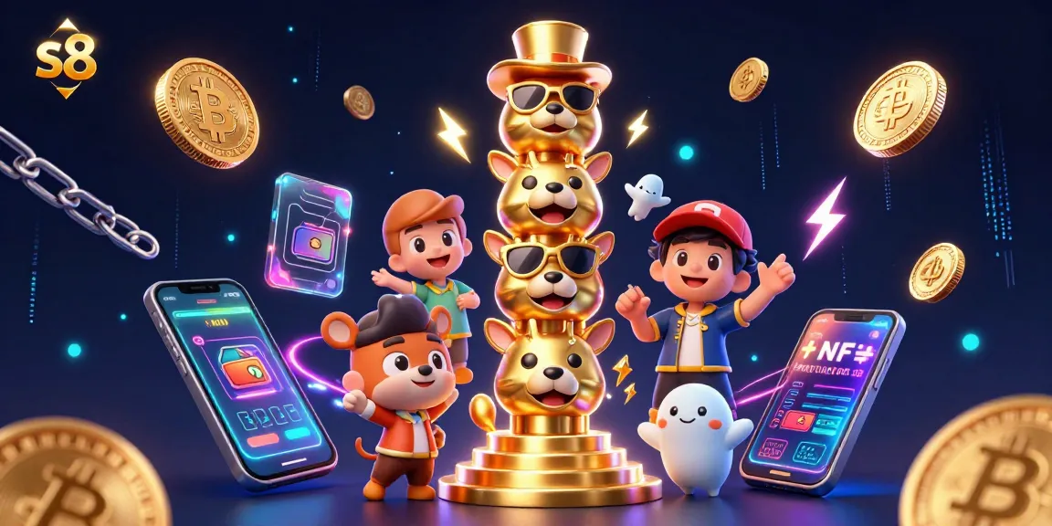 S8 engages players with vibrant totem art and crypto elements, highlighting casino excitement.