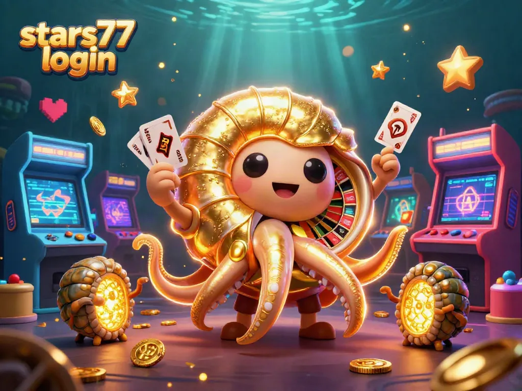 Login ke stars77 dengan nautilus raksasa dan mesin slot penuh warna.