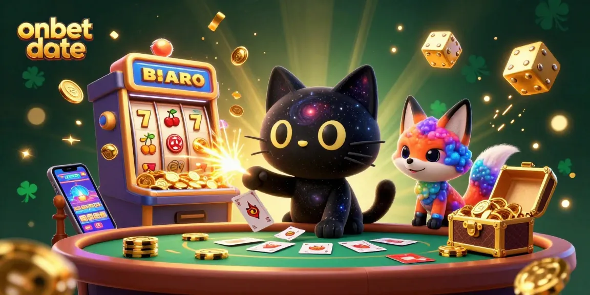 Experience the excitement of the onbet date casino with a cosmic theme, showcasing interactive elements and vibrant characters.