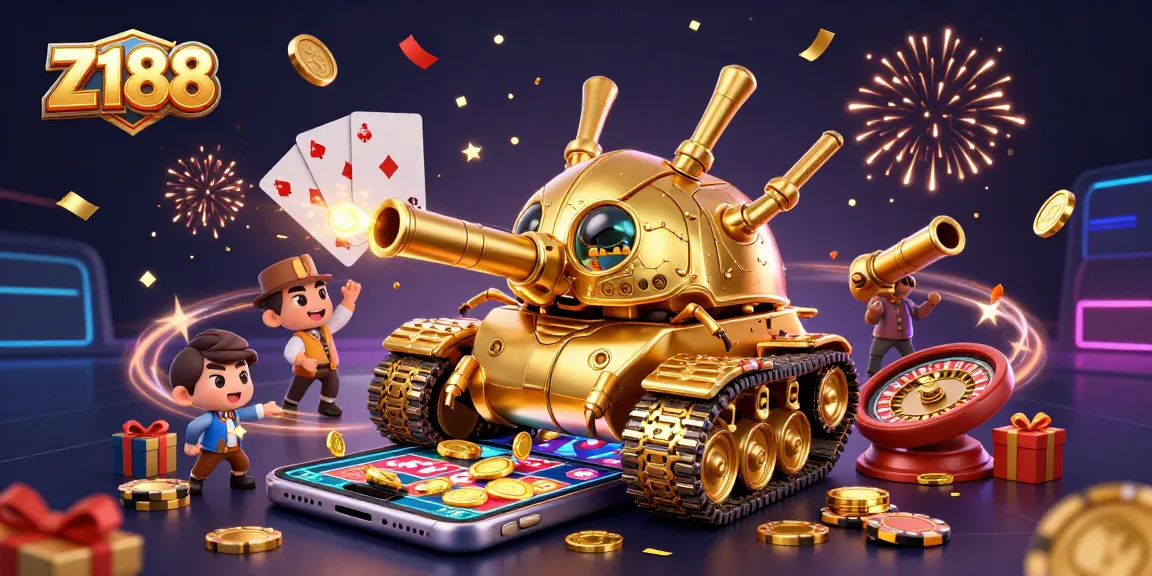 Experience the thrill of winning with Z188 as confetti rains down on the golden tank casino!