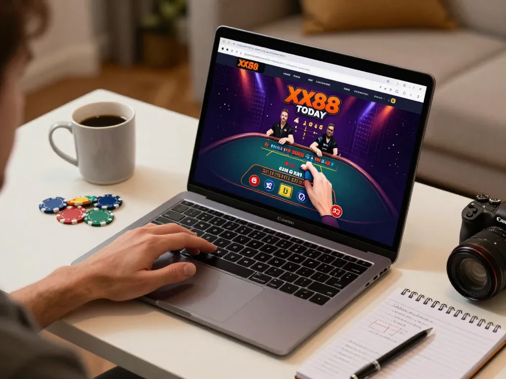 Experience thrilling online gaming with XX88 TODAY on a cozy home desk during an exciting session.