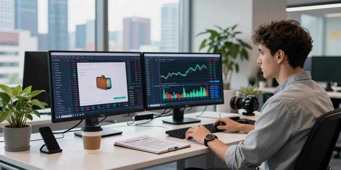 libertyswap trading in a high-tech office with multiple screens displaying market data and crypto performance