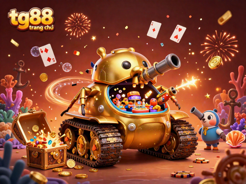 Experience excitement at tg88 trang chủ with a vibrant 3D casino illustration filled with dynamic elements.