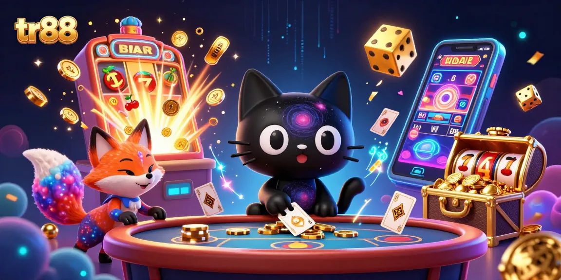 Engage in thrilling casino action with tr88 at a cosmic table filled with dazzling elements.