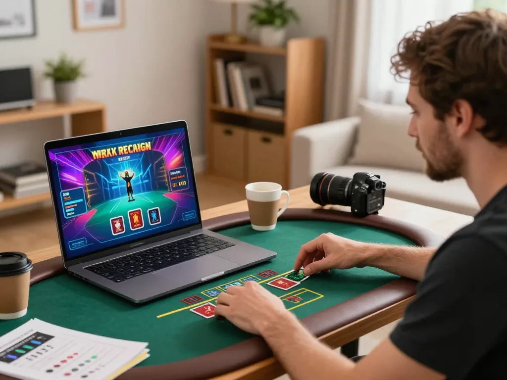 Player enjoying online blackjack with MM88 TODAY, highlighting engaging gameplay and personal gaming setup