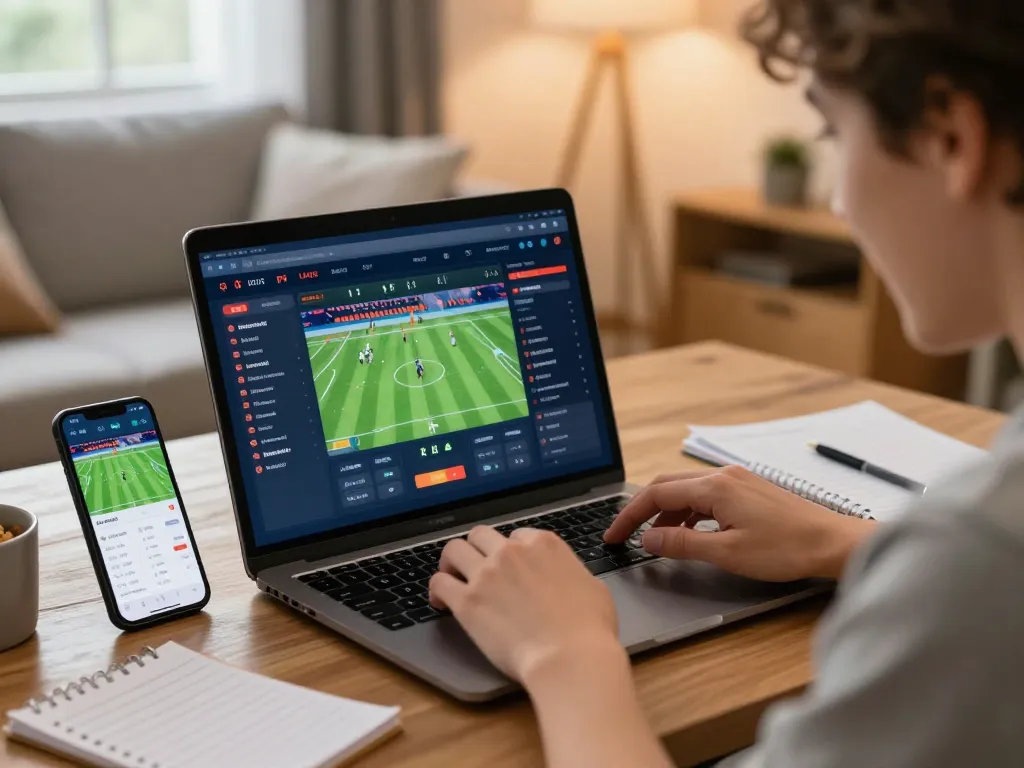 Betting on sports using sunwin app in a cozy home environment with excitement.
