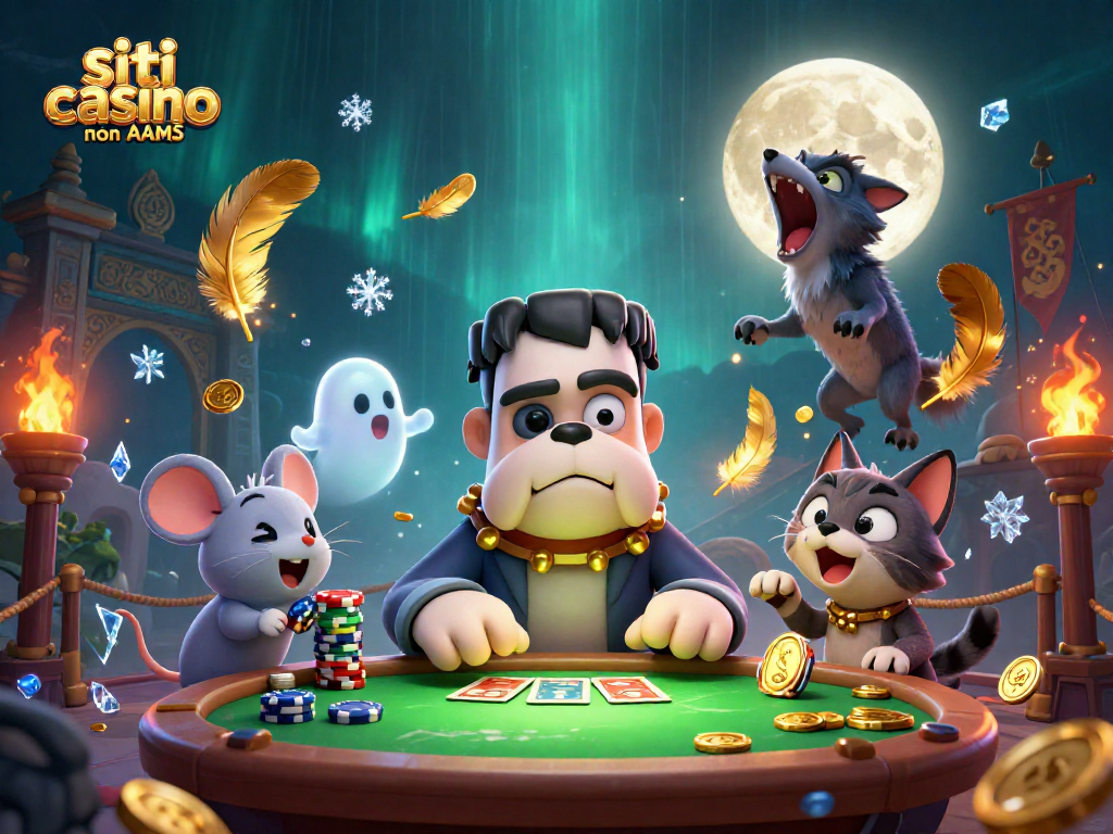 I giocatori nei siti casino non AAMS si sfidano nel tavolo di gioco con un cane Frankenstein e una gattina lupo.