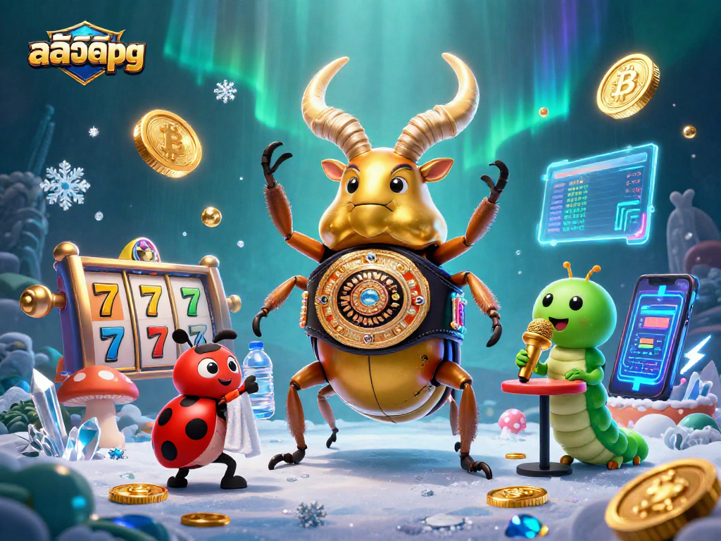 Spin to win with สล็อตpg as the golden stag beetle competes for glory in a vibrant casino setting.