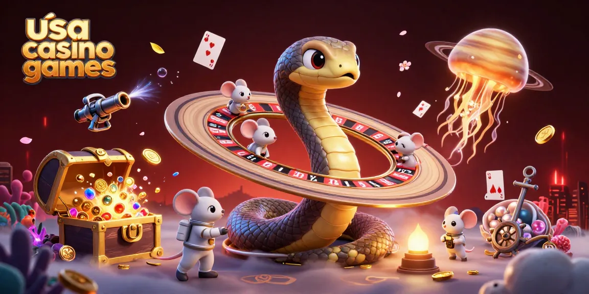 Engage in exciting usa casino games with astronaut mice betting on a cosmic roulette wheel.
