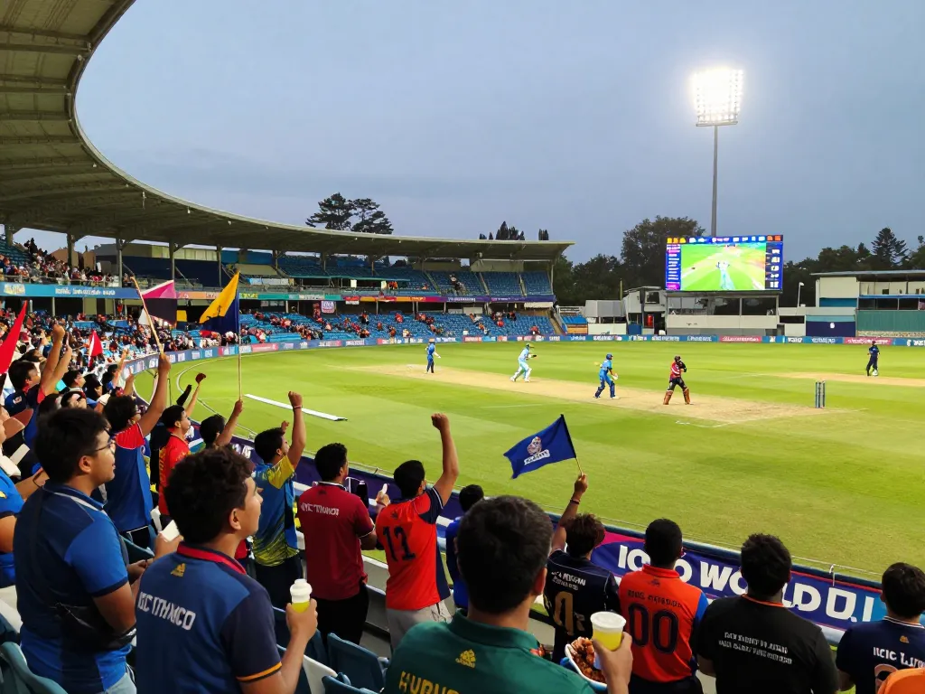 Crickex betting banners displayed in a vibrant cricket stadium during the T20 World Cup match.