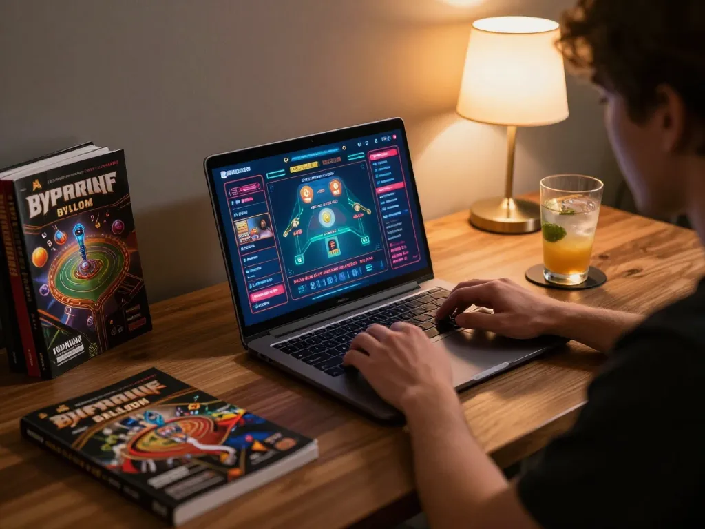 Player engaging in online casino gaming on laptop at home, showcasing xin88 gaming experience.