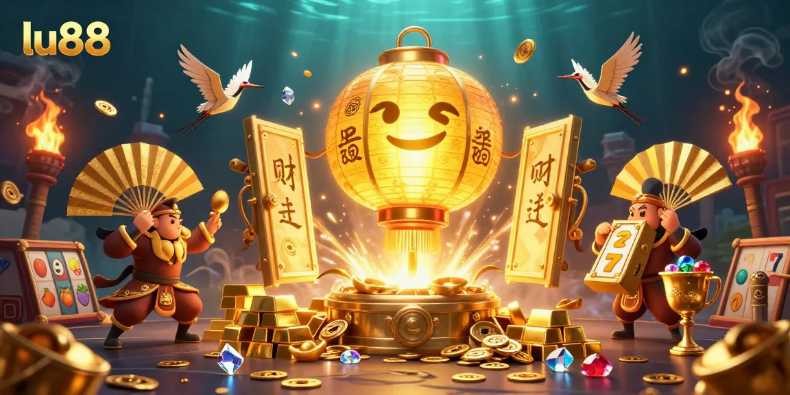 Enhance your gameplay with lu88 featuring a glowing golden lantern and rich casino elements.