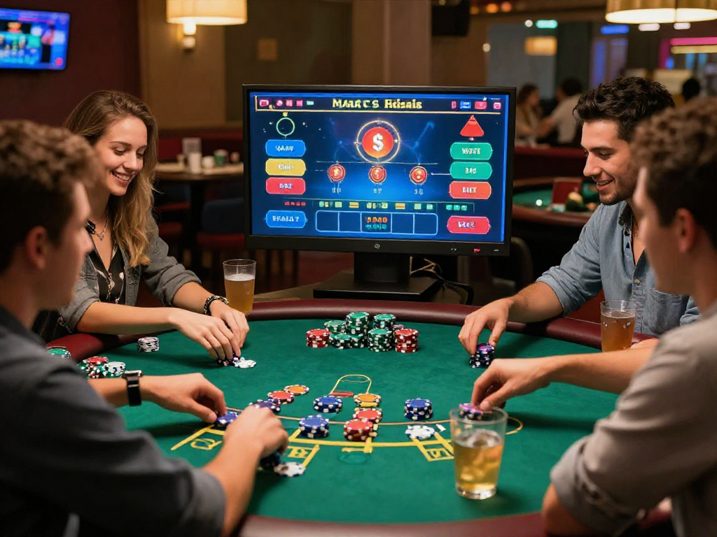 Giocatori felici coinvolti in un gioco di blackjack su siti casino non AAMS, ambiente accogliente e festoso.