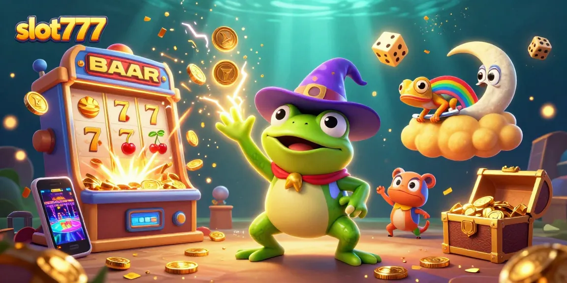 Spin and win big with slot777, featuring colorful casino games and golden coins raining down.