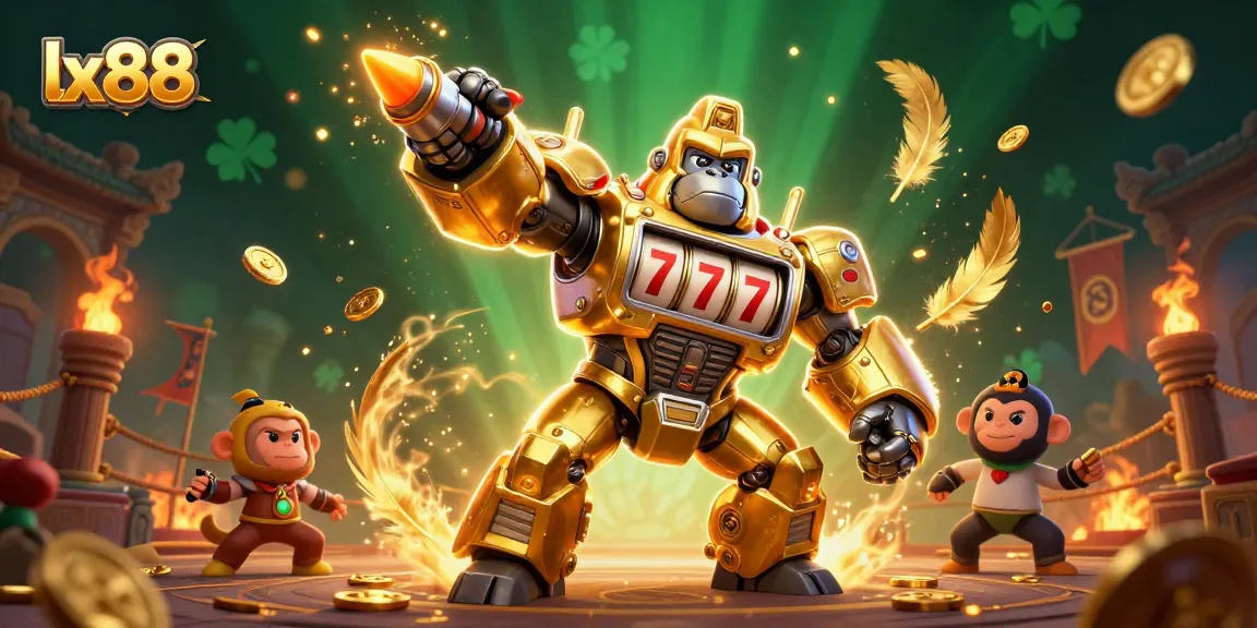 Play slots and win with lx88's thrilling games in a vibrant 3D casino scene.