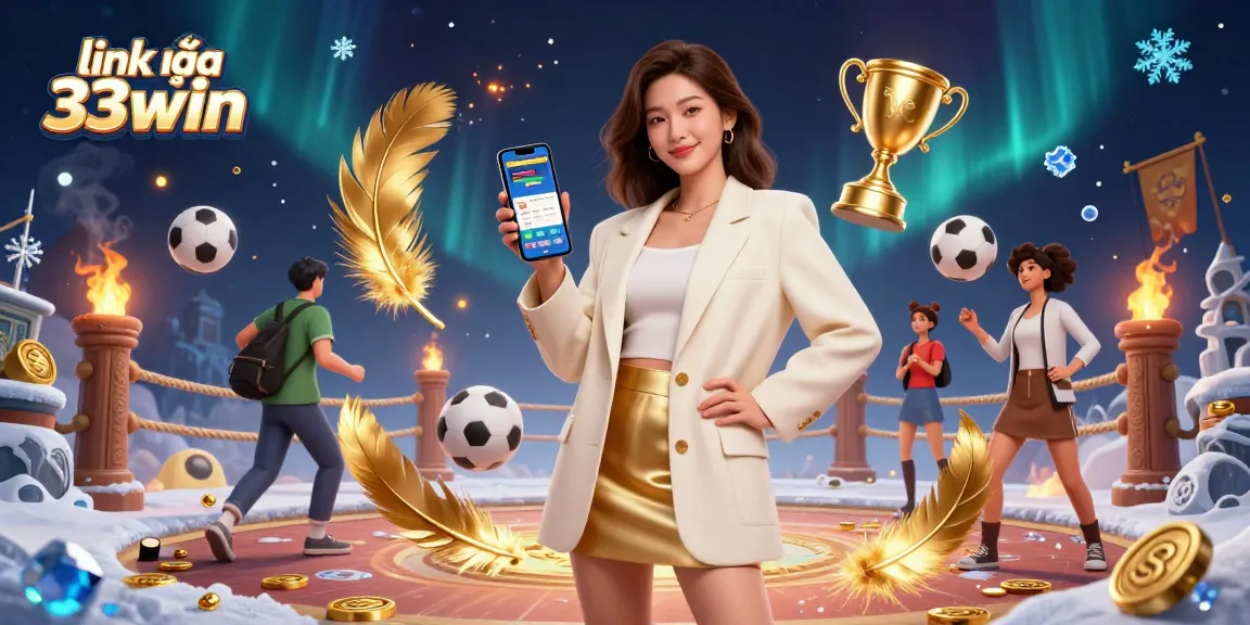 Bet on sports effortlessly with the link vào 33win, featuring an engaging smartphone app illustration.