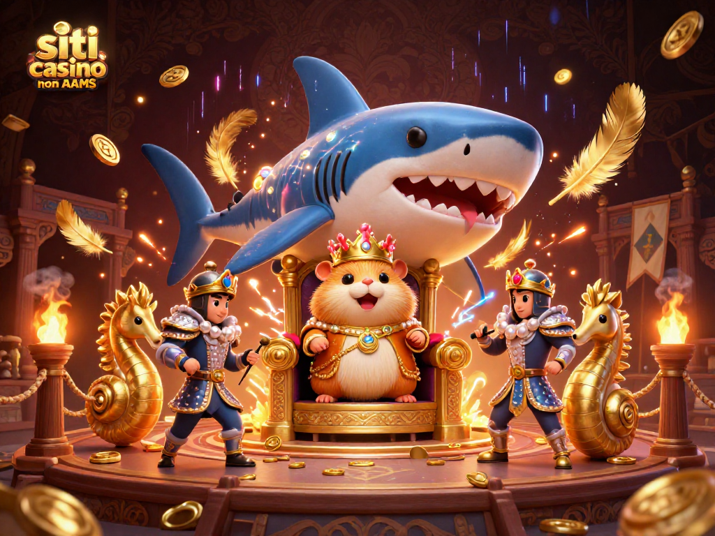 Unisciti al re criceto dorato e ai suoi guardiani in questa illustrazione dei siti casino non AAMS.
