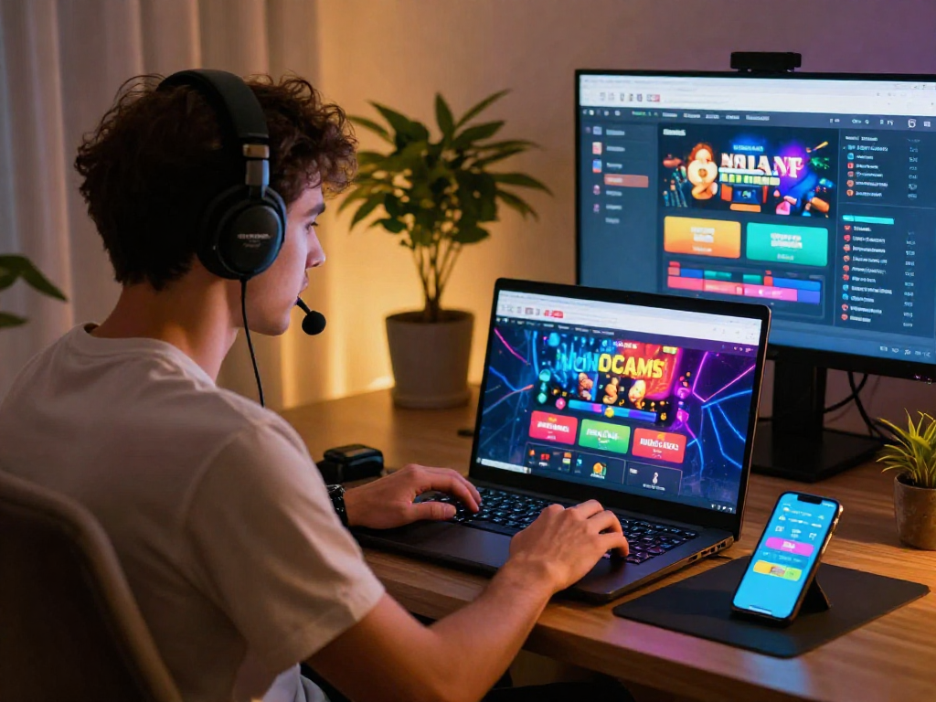 Giocatore che esplora siti casino non AAMS in un ambiente di gioco online emozionante
