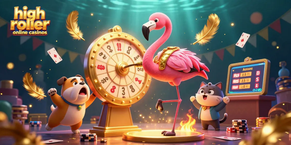 Experience thrilling high roller online casinos with a dynamic game show scene featuring vibrant characters.