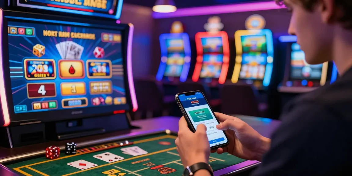 Spieler, der eine Paysafe Card Casino-Erfahrung mit lebhaften Spielelementen und sicheren Zahlungs-Apps genießt.