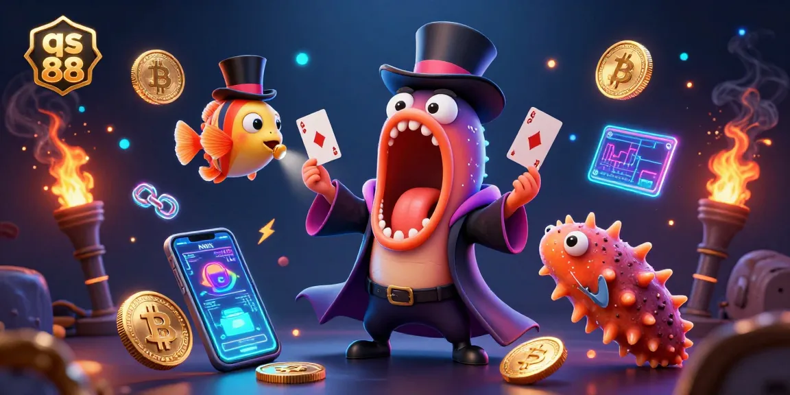 Experience thrilling casino action at qs 88 with vibrant 3D illustrations of clever characters performing magic tricks.