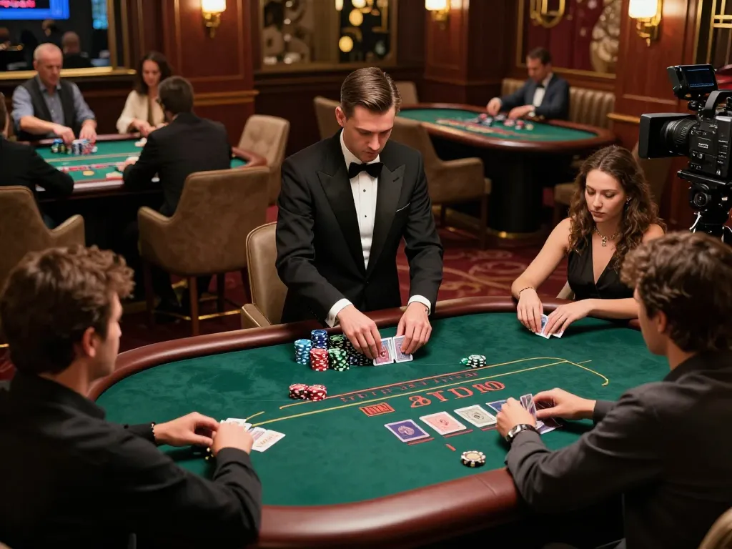 Engaged players at an upscale poker table during a game đổi thưởng, showcasing strategy and excitement in a luxurious casino.