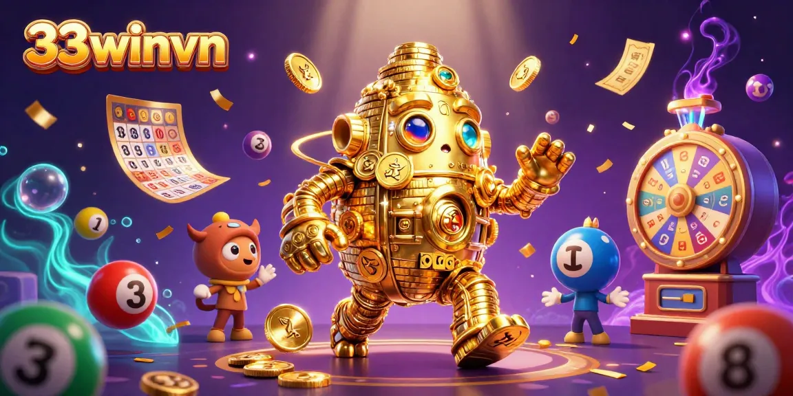Win big with 33winvn's vibrant lottery and gambling atmosphere, showcasing dynamic game elements.