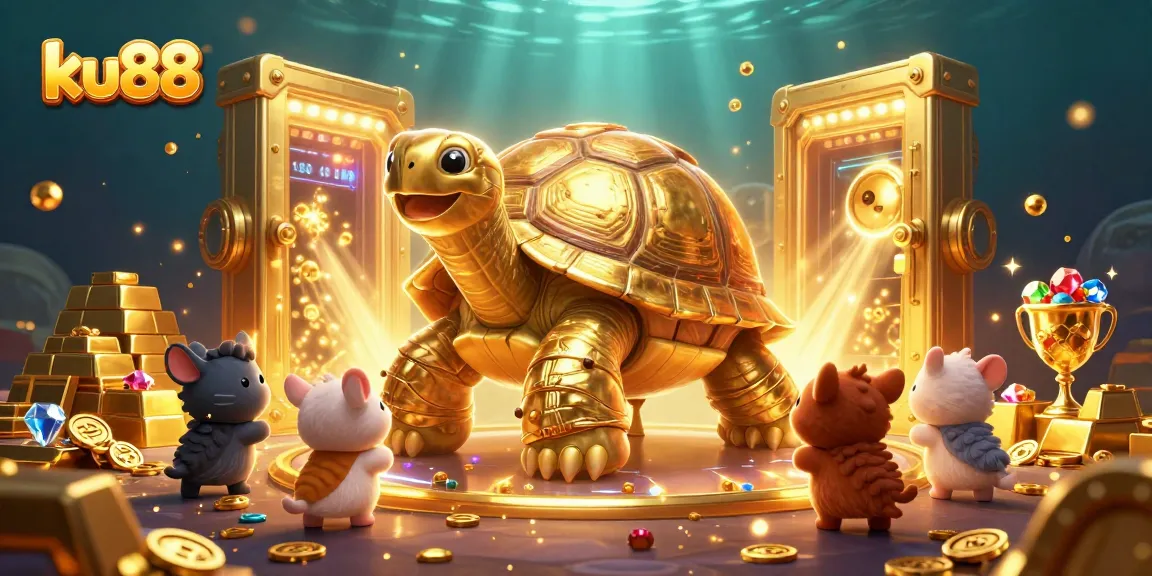 Experience the excitement of ku88 with a charming 3D scene of jubilant gaming fun.