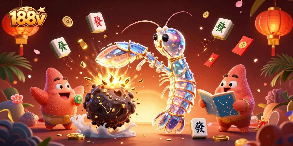 Play games on 188v while observing colorful 3D visuals of samurai mantis and coins.