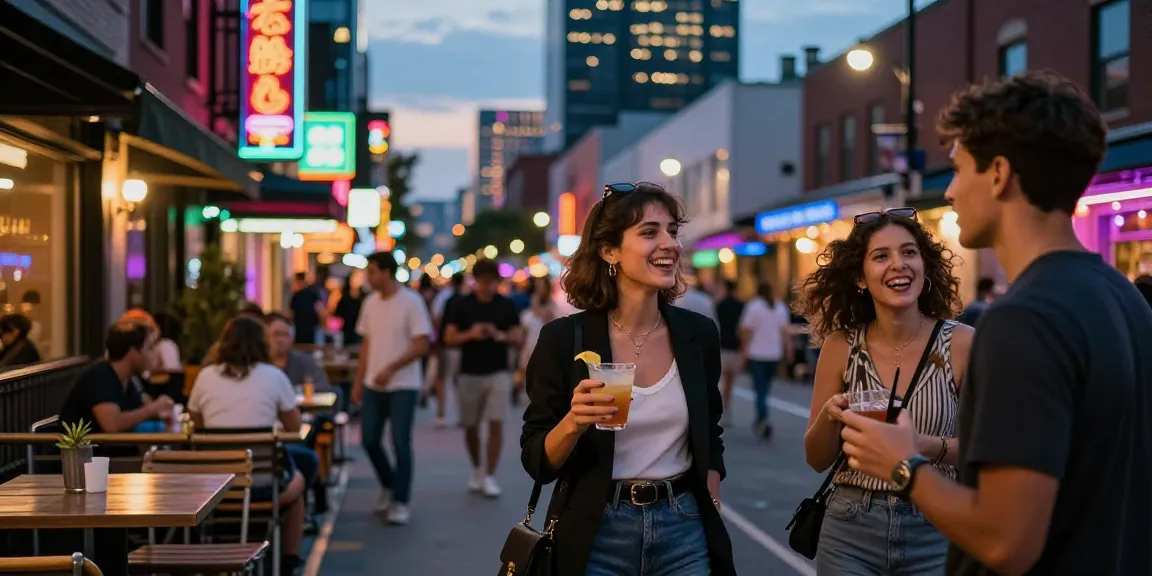 Gái gọi đang thưởng thức không khí phố phường sôi động trong ánh đèn neon.
