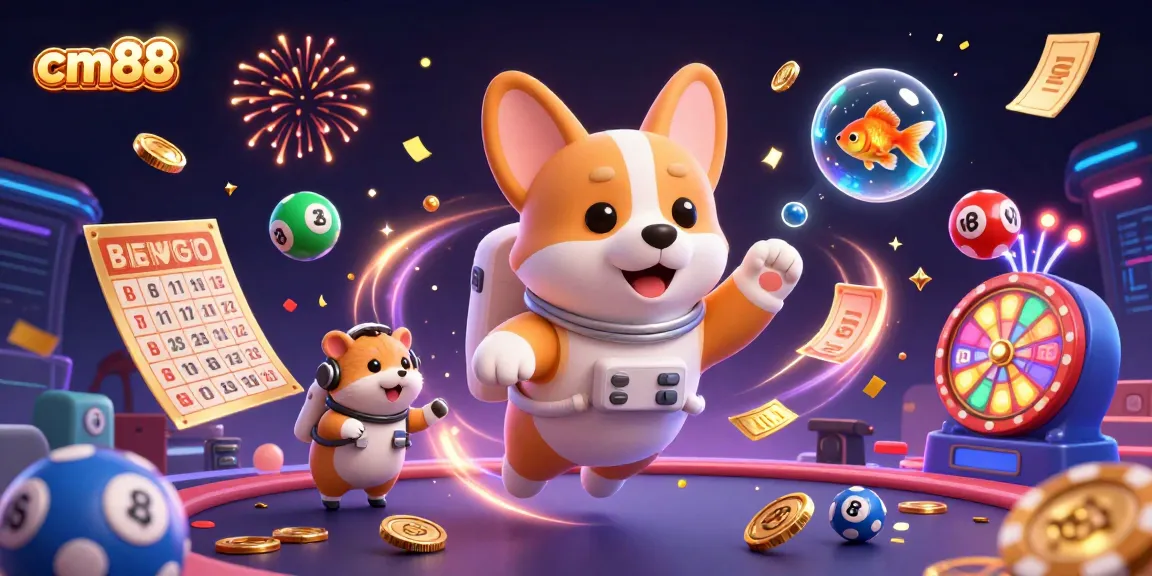 Play and win at cm88 with engaging characters and dynamic casino elements captured in vibrant 3D art.