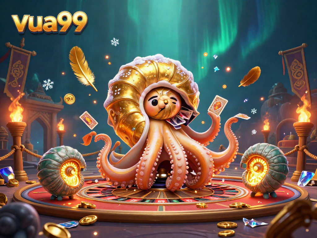 Engage in thrilling games with VUA99's dynamic 3D casino illustration showcasing unique elements.