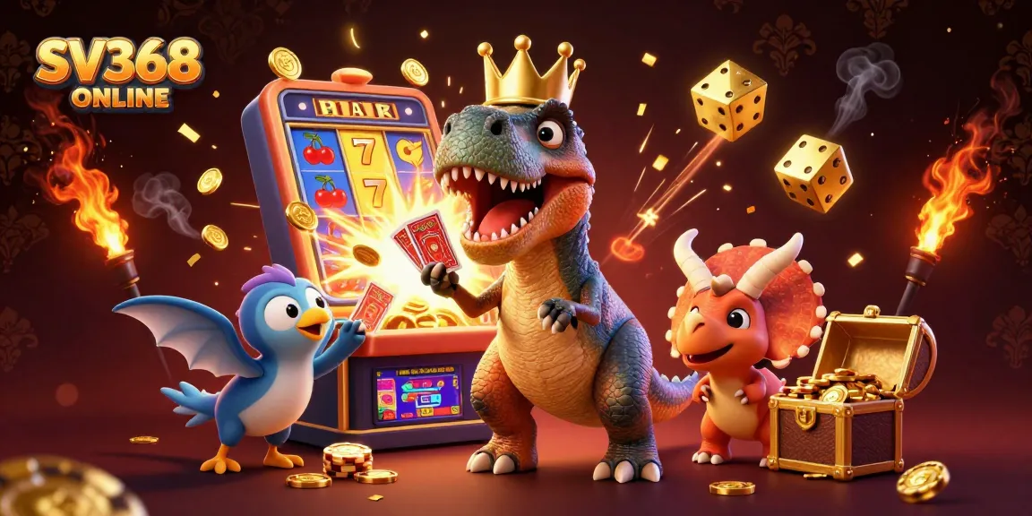 Spin to win with SV368 ONLINE in a vibrant casino scene featuring animated characters.