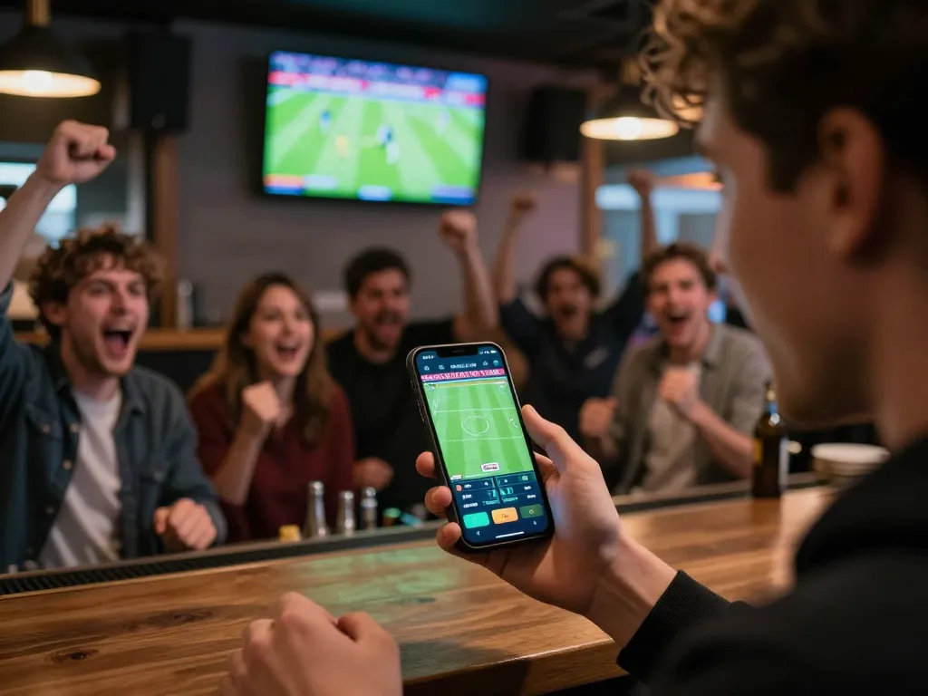 Engaging action of live sports betting on keo nha cai 5 mobile app during a football match.