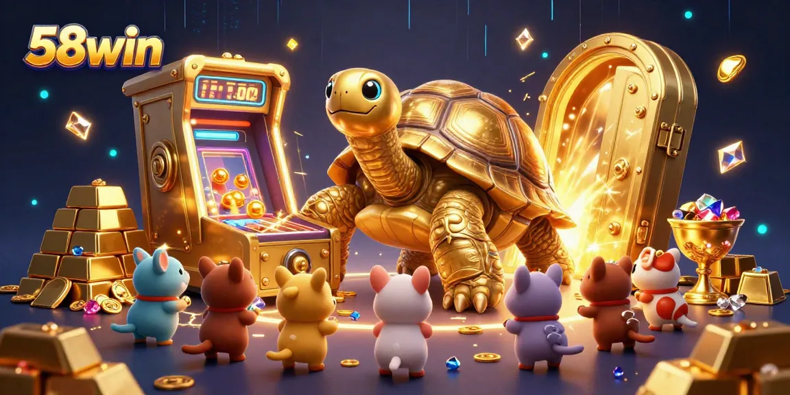 Enjoy the thrilling experience of 58win with golden treasures and exciting gaming elements in a dynamic scene.