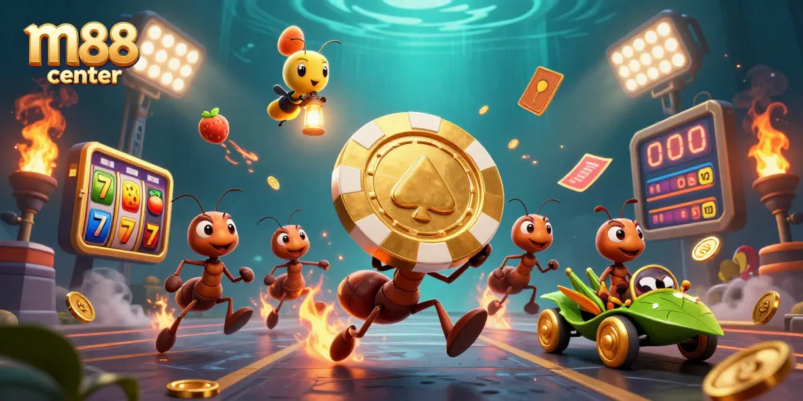Engage in thrilling gameplay with m88 center as ants carry a giant poker chip through a dynamic casino heist.