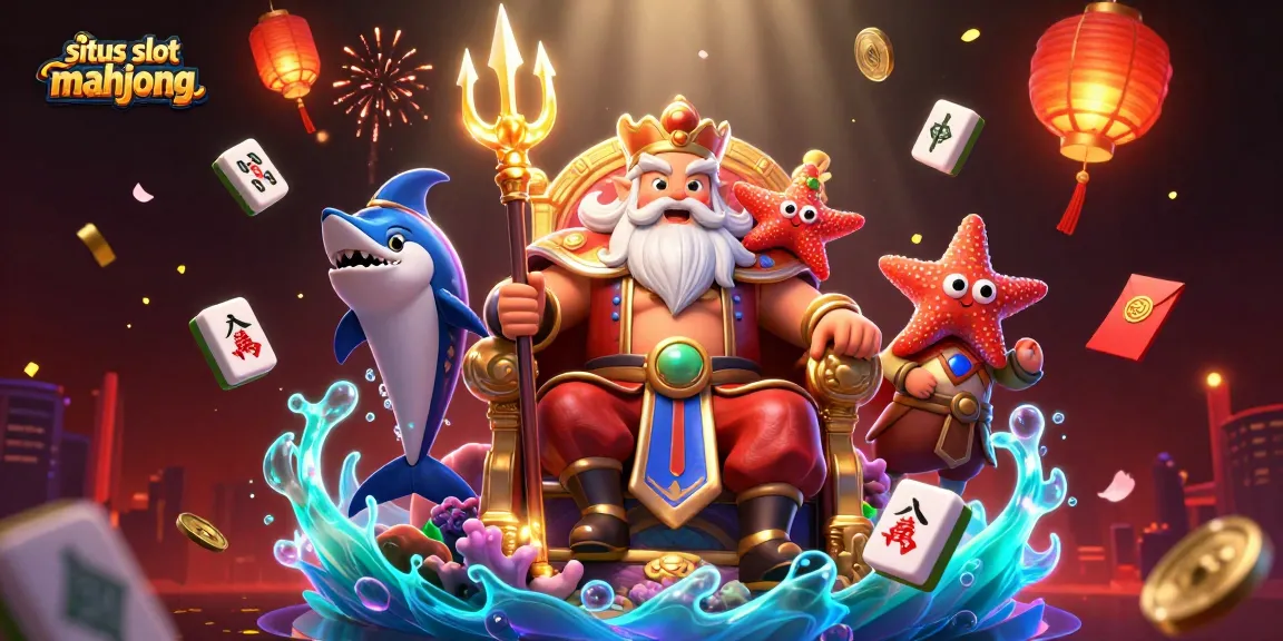 Engage in situs slot mahjong with vibrant 3D characters and casino elements in a dynamic scene.
