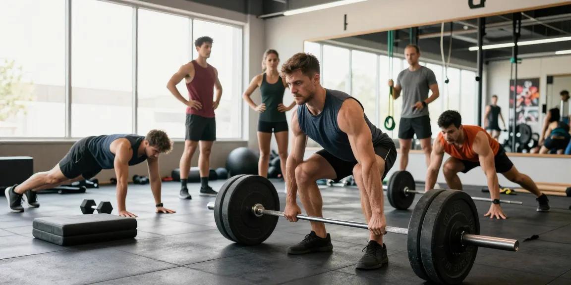 Gruppentraining im Anabolika Shop Deutschland Fitnessstudio, das vielfältige Bodybuilding-Workouts und eine motivierende Atmosphäre zeigt.