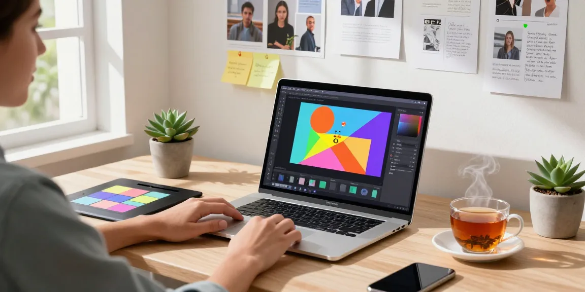 Creative professional showcasing the Nano Banana 2 image editor in a modern workspace filled with digital design tools.